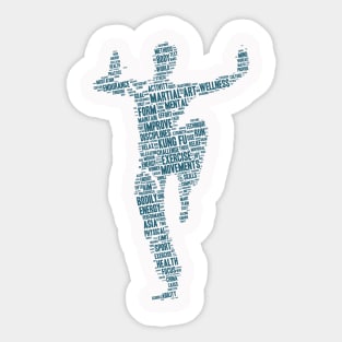 Kung Fu Martial Art Silhouette Shape Text Word Cloud Sticker